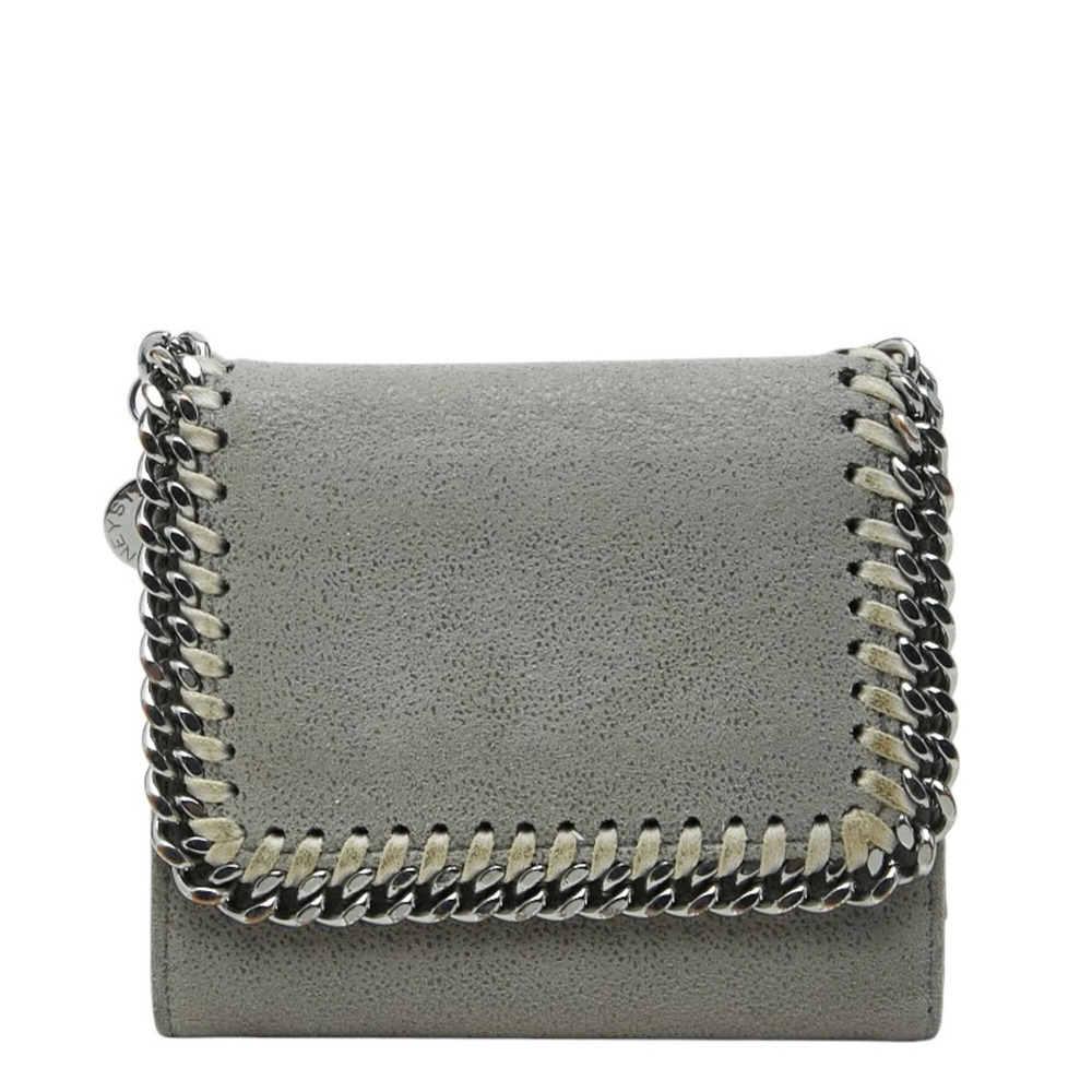 Stella McCartney Falabella Tri-fold Wallet, Gray, Polyester Leather, Women's
